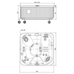  ��� ������� Jacuzzi Maxi Santorini 227x215x90 �� ���� Carribean Blu, ������� Teak